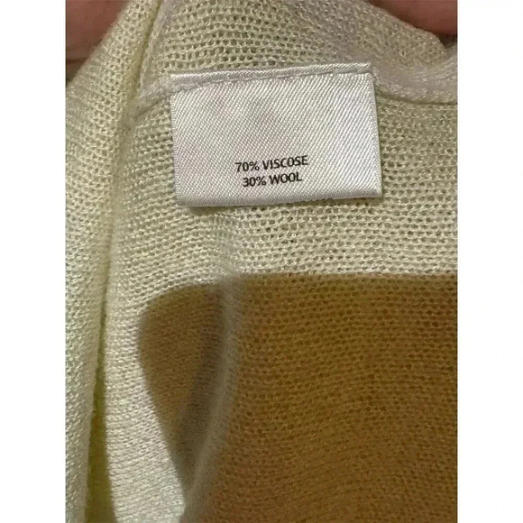 Eileen Fisher Women's V-Neck Long Sleeve Yellow Wool Blend Blouse  M Minimalist - Picture 9 of 10